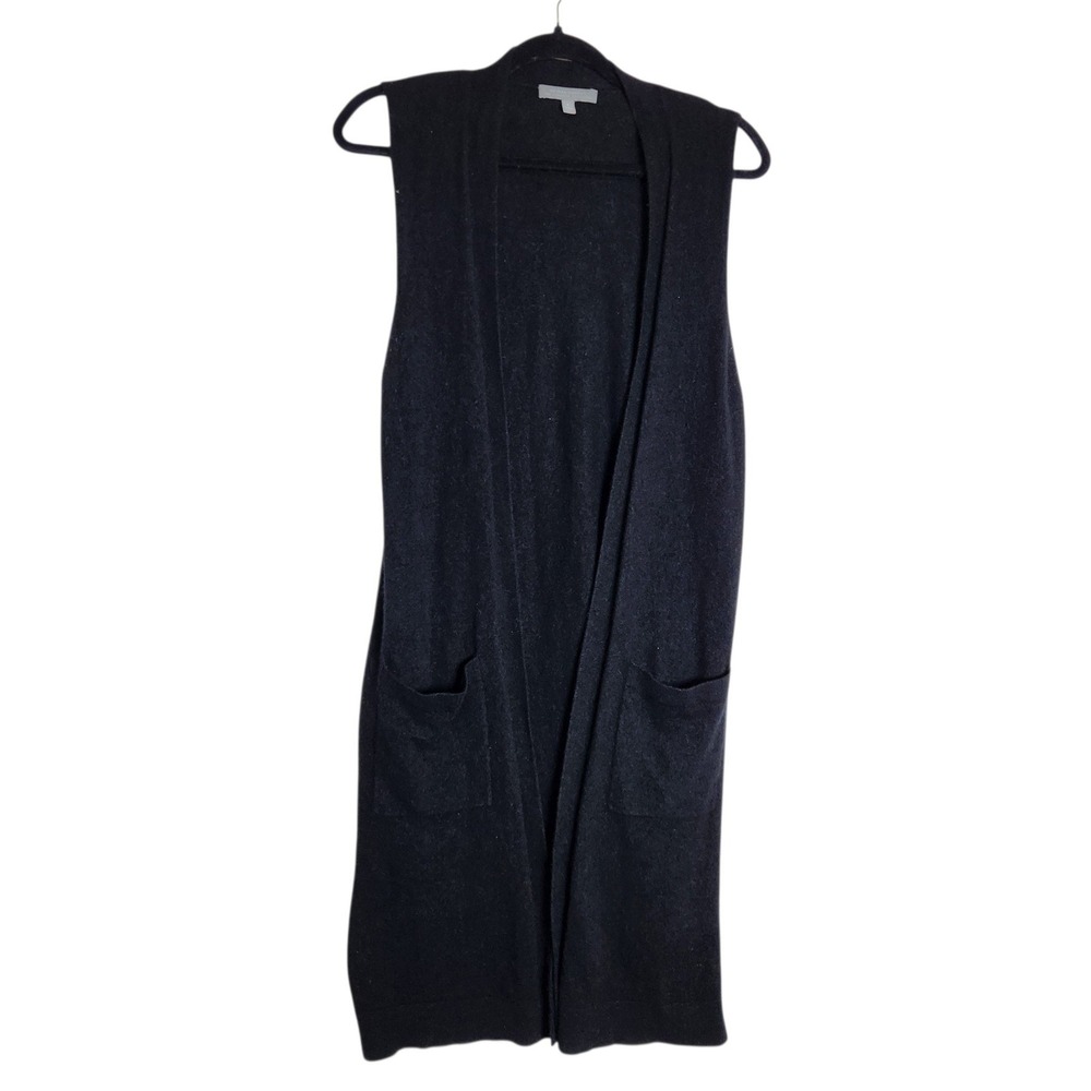 Neiman Marcus The Cashmere Collection Black Long Open Front Vest Large